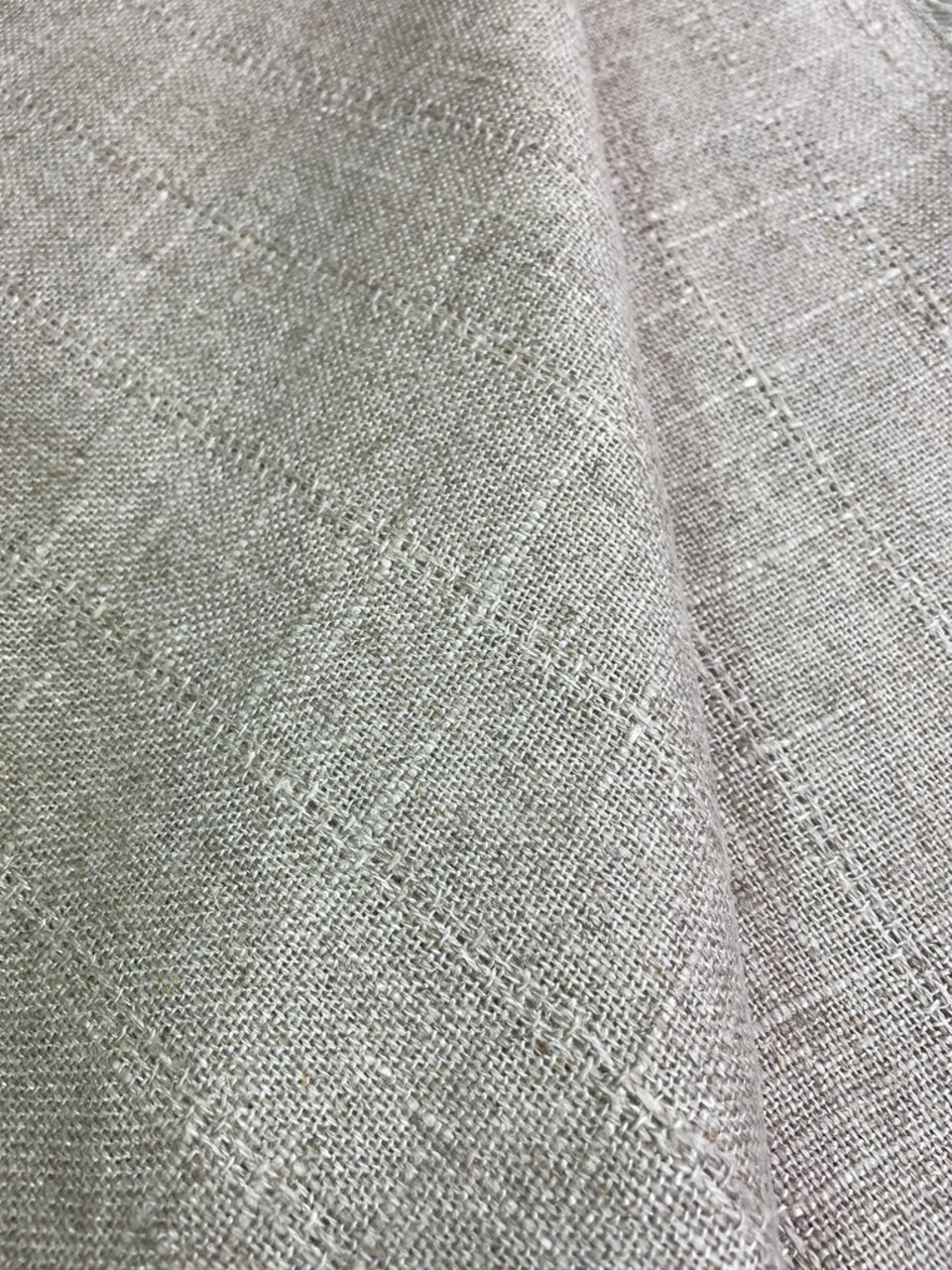 1 Yard Natural Italian Pure Linen Stitch Stripe Jacquard Fabric 60" Width